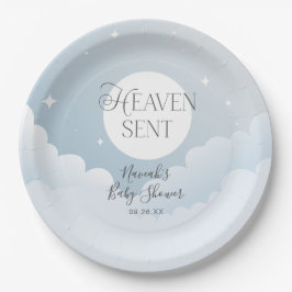 Heaven Send Blue Clouds Baby shower Papieren Bordje