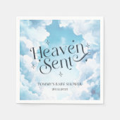 Heaven Send Blue Clouds Custom Name Baby shower Servet (Voorkant)
