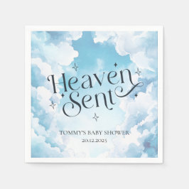 Heaven Send Blue Clouds Custom Name Baby shower Servet