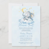 Heaven Send Blue Elephant Baby shower Kaart (Voorkant)