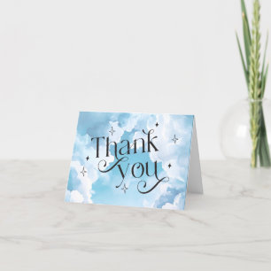 Heaven Send Blue Sky Baby shower Blue Lettering Bedankkaart