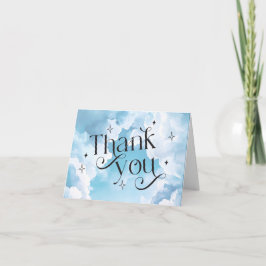 Heaven Send Blue Sky Baby shower Blue Lettering Bedankkaart