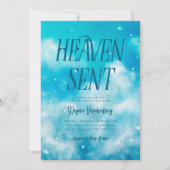 Heaven Send Blue Sky Baby shower Invitation Kaart (Voorkant)