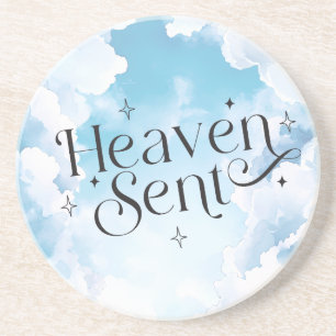 Heaven Send Blue Sky White Clouds Baby shower Zandsteen Onderzetter