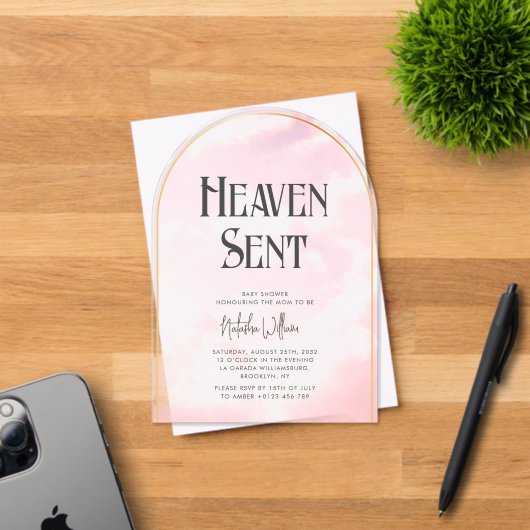 Heaven Send Cloudy Baby shower Acrylic Invitation Acryl Uitnodigingen (Insitu (Uitnodiging))