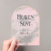 Heaven Send Cloudy Baby shower Acrylic Invitation Acryl Uitnodigingen (Insitu (Draagbaar))