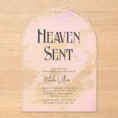 Heaven Send Cloudy Baby shower Acrylic Invitation Acryl Uitnodigingen (Voorkant)