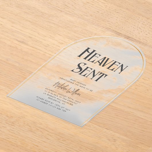 Heaven Send Cloudy Baby shower Acrylic Invitation Acryl Uitnodigingen (Laagn)