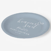 Heaven Send Dusty Blue Boy Baby shower Papieren Bordje (Gekanteld)