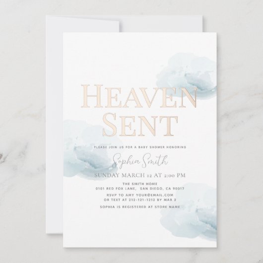 Heaven Send Gold Boy Blue Cloud Baby shower Kaart (Voorkant)