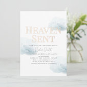 Heaven Send Gold Boy Blue Cloud Baby shower Kaart (Staand voorkant)