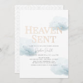 Heaven Send Gold Boy Blue Cloud Baby shower Kaart (Voorkant / Achterkant)