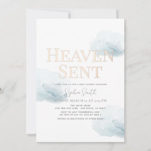 Heaven Send Gold Boy Blue Cloud Baby shower Kaart