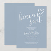 Heaven Send Heart Dusty Blue Boy Baby shower Kaart (Voorkant / Achterkant)