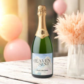 Heaven Send Pastel Angel Wings Baby shower Sparkling Wijnetiket