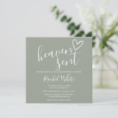 Heaven Send Sage Green Genderneutraal Baby shower Kaart (Staand voorkant)