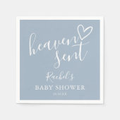 Heaven Send Script Dusty Blue Boy Baby shower Servet (Voorkant)