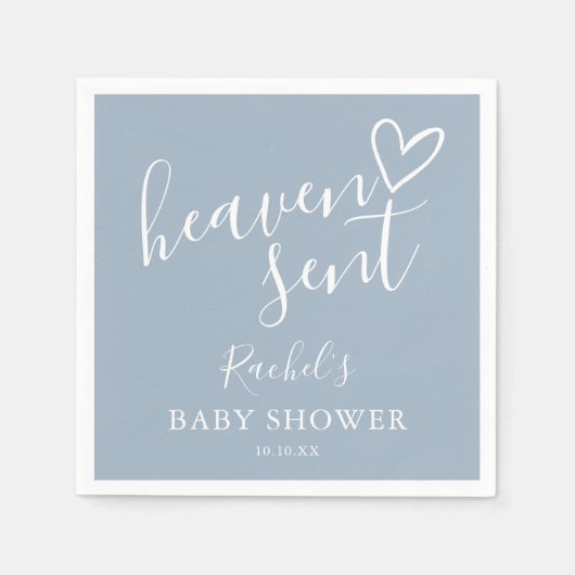 Heaven Send Script Dusty Blue Boy Baby shower Servet (Voorkant)