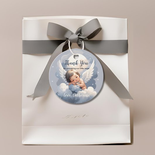 Heaven Sent Angel Baby in Clouds Baby shower Bedankjes Labels