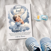Heaven Sent Angel Baby in Clouds Baby shower Bedankkaart