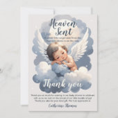 Heaven Sent Angel Baby in Clouds Baby shower Bedankkaart (Voorkant)