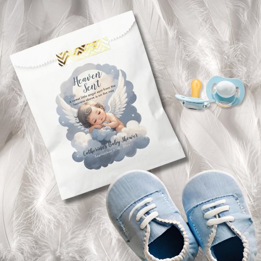 Heaven Sent Angel Baby in Clouds Baby shower Bedankzakje