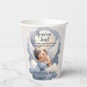 Heaven Sent Angel Baby in Clouds Baby shower Papieren Bekers (Achterkant)
