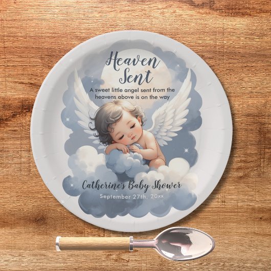 Heaven Sent Angel Baby in Clouds Baby shower Papieren Bordje