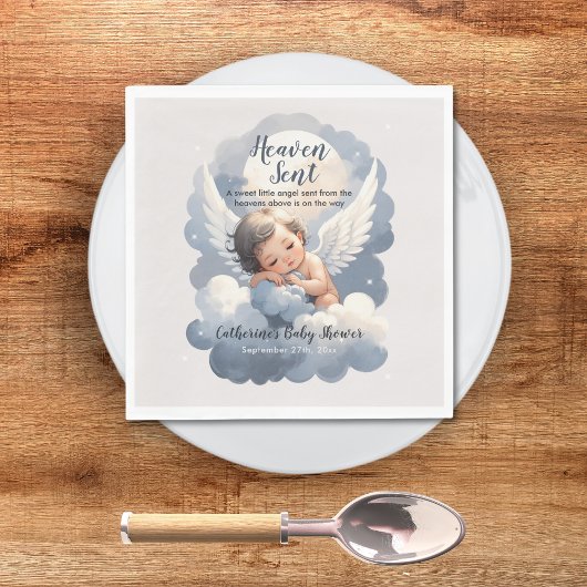 Heaven Sent Angel Baby in Clouds Baby shower Servet