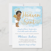Heaven Sent Angel Boy Baby shower Invitation Kaart (Voorkant)