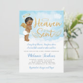 Heaven Sent Angel Boy Baby shower Invitation Kaart (Staand voorkant)