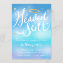 Heaven Sent Angel Gold Halo Blue Baby shower