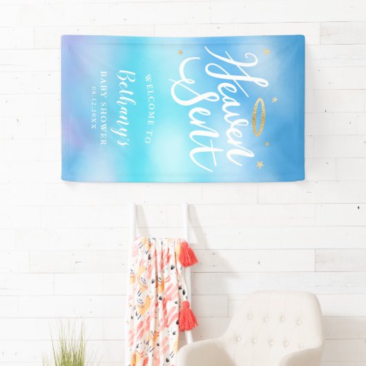 Heaven Sent Angel Theme Boy Baby shower Welkom Spandoek