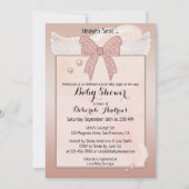 Heaven Sent Angel Wing Girl Baby shower Kaart (Voorkant)