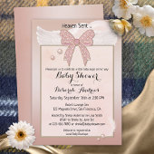 Heaven Sent Angel Wing Girl Baby shower Kaart