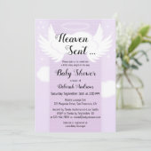 Heaven Sent Angel Wings Baby shower Uitnodiging (Staand voorkant)