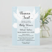 Heaven Sent Angel Wings Boy Baby shower Kaart (Staand voorkant)