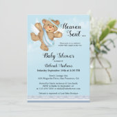 Heaven Sent Angel Wings Boy Baby shower Kaart (Staand voorkant)