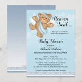 Heaven Sent Angel Wings Boy Baby shower Kaart (Voorkant / Achterkant)