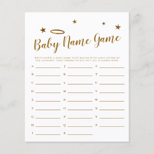Heaven Sent Baby Name Shower Game (Voorkant)