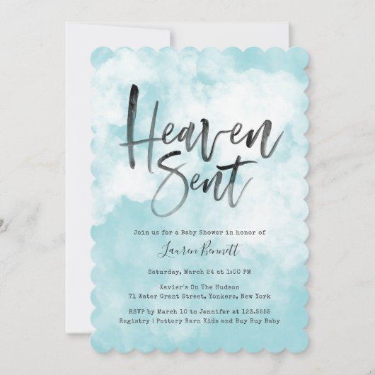 Heaven Sent | Baby shower | Blauw Kaart (Voorkant)