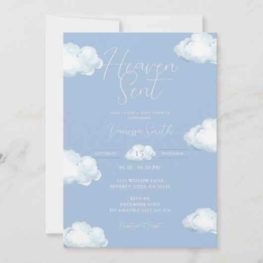 Heaven Sent Baby Shower Blue Cloud Kaart (Voorkant)
