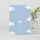 Heaven Sent Baby Shower Blue Cloud Kaart (Staand voorkant)