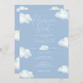 Heaven Sent Baby Shower Blue Cloud Kaart (Voorkant / Achterkant)