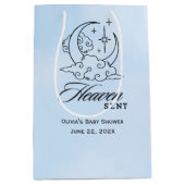 Heaven Sent Baby shower Blue Moon Stars Medium Cadeauzakje (Voorkant)