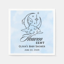 Heaven Sent Baby shower Blue Moon Stars Servet