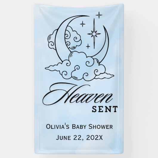 Heaven Sent Baby shower Blue Moon Stars Spandoek (Verticaal)