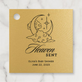 Heaven Sent Baby shower Gouden Maansterren Bedankjes Labels