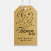 Heaven Sent Baby shower Gouden Maansterren Cadeaulabel (Voorkant)