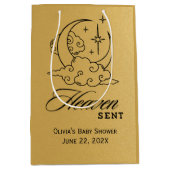 Heaven Sent Baby shower Gouden Maansterren Medium Cadeauzakje (Voorkant)